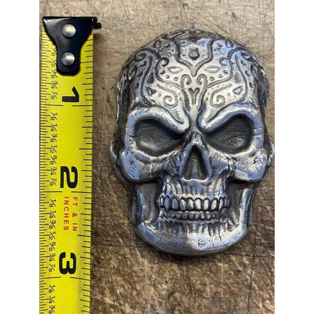 10 Troy Oz MK BarZ Tattooed Skull Hand poured.999 FS