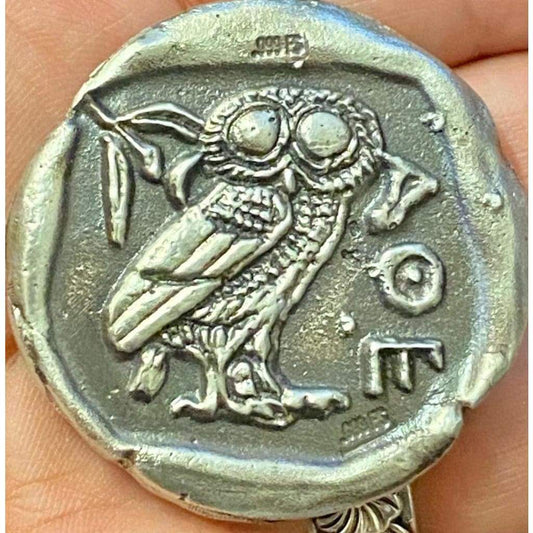 @2.18 Oz MK BarZ Owl of Athena- Roman Reverse! Sand Cast Replica Ancient Coin.999 FS