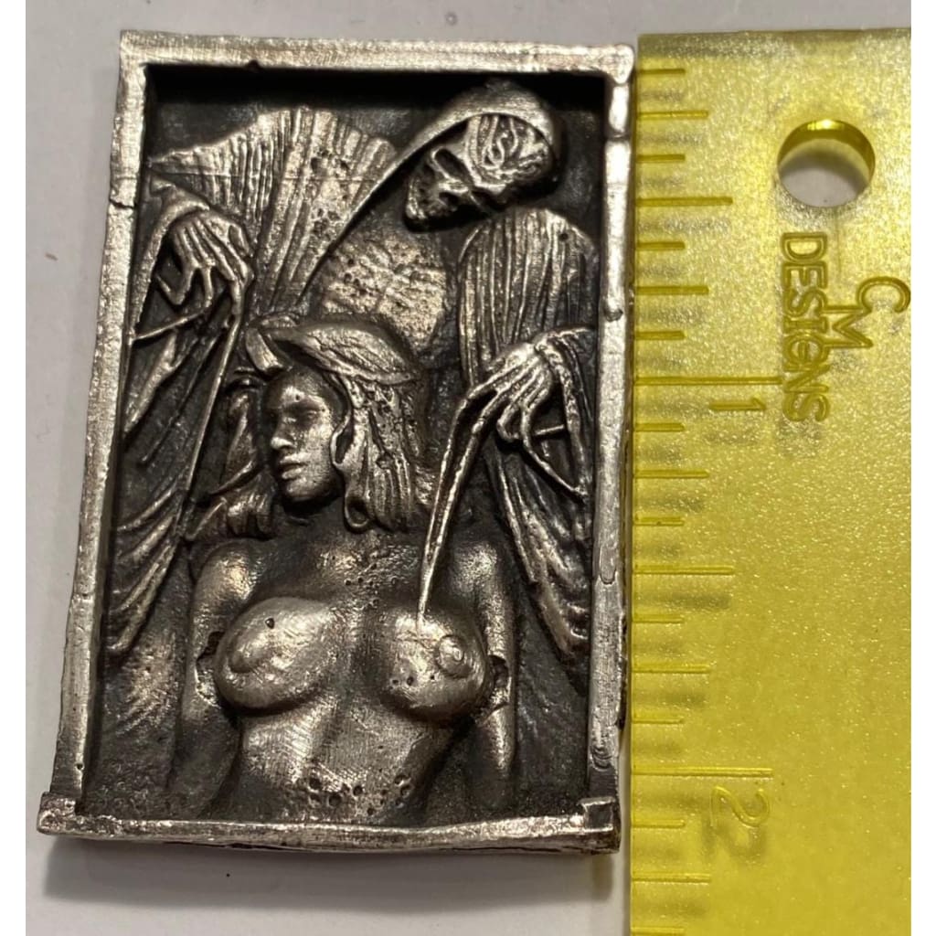 @2.36 Oz MK BarZ "Demon Puppeteer" 2D Framed Sand Cast Picture .999 FS by Heber - MK BARZ AND BULLION