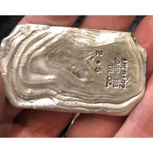 2.5 Troy Oz. MK BarZ Willie Wonka Golden Ticket Bar.999 Fine Silver