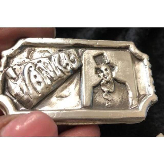 2.5 Troy Oz. MK BarZ Willie Wonka Golden Ticket Bar.999 Fine Silver