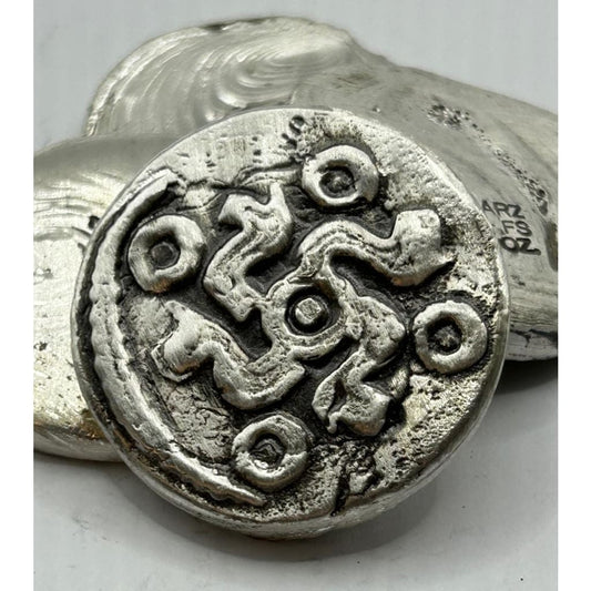 2 Oz MK BarZ Aztec Token/Coin Treasure Round.999 FS Hand Poured