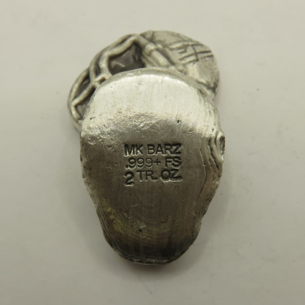 2 Oz MK BarZ Gridiron Glory- Football Skull Hand Poured.999 FS