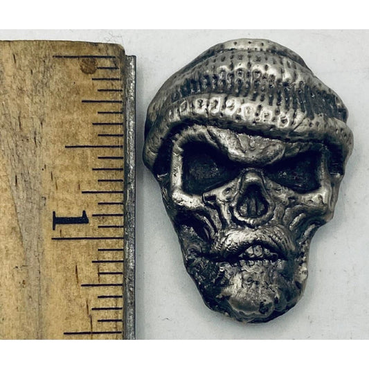 2 Oz MK BarZ Laid Back Skully Hand Poured.999 Fine Silver