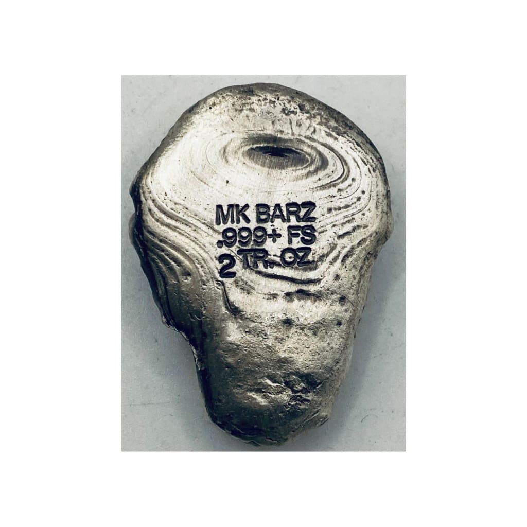 2 Oz MK BarZ Laid Back Skully Hand Poured.999 Fine Silver
