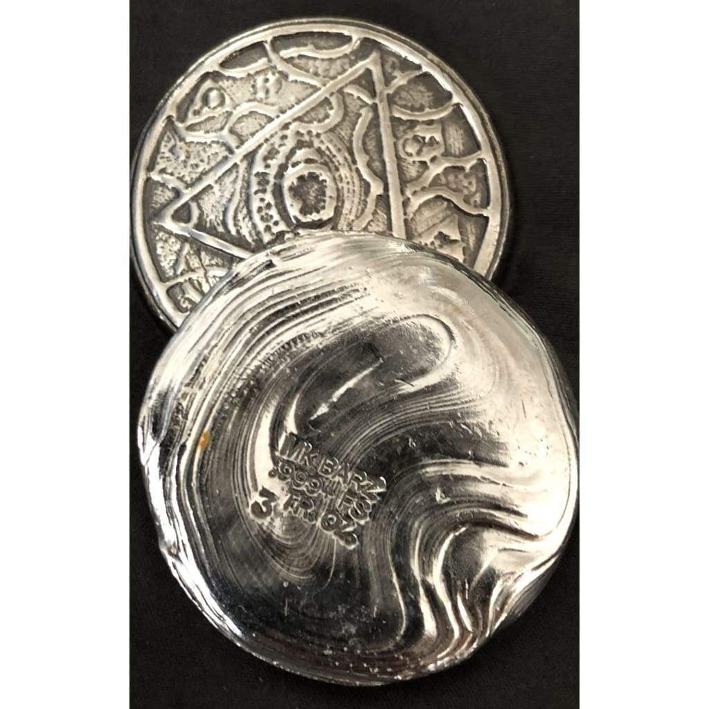 2 Oz MK BarZ Pentagram- Cross Token Hand Poured.999 FS Round - silver bullion