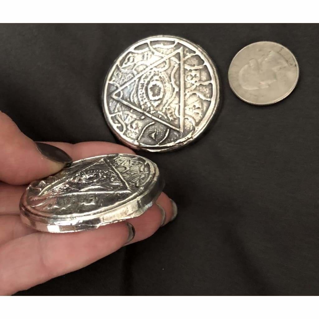 2 Oz MK BarZ Pentagram- Cross Token Hand Poured.999 FS Round - silver bullion