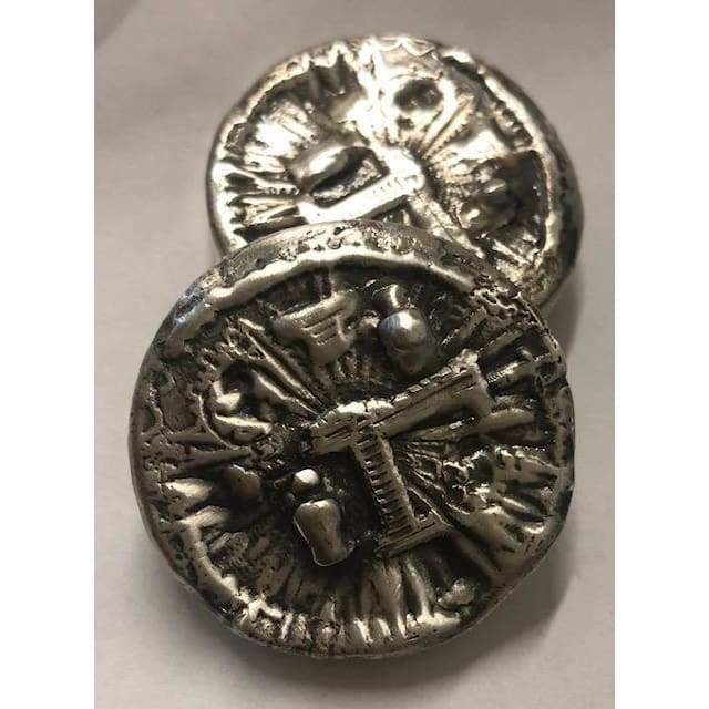 2 Oz MK BarZ Pirates Hoard Treasure Round.999 FS Hand Poured