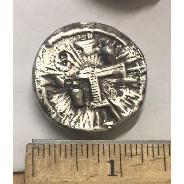 2 Oz MK BarZ Pirates Hoard Treasure Round.999 FS Hand Poured
