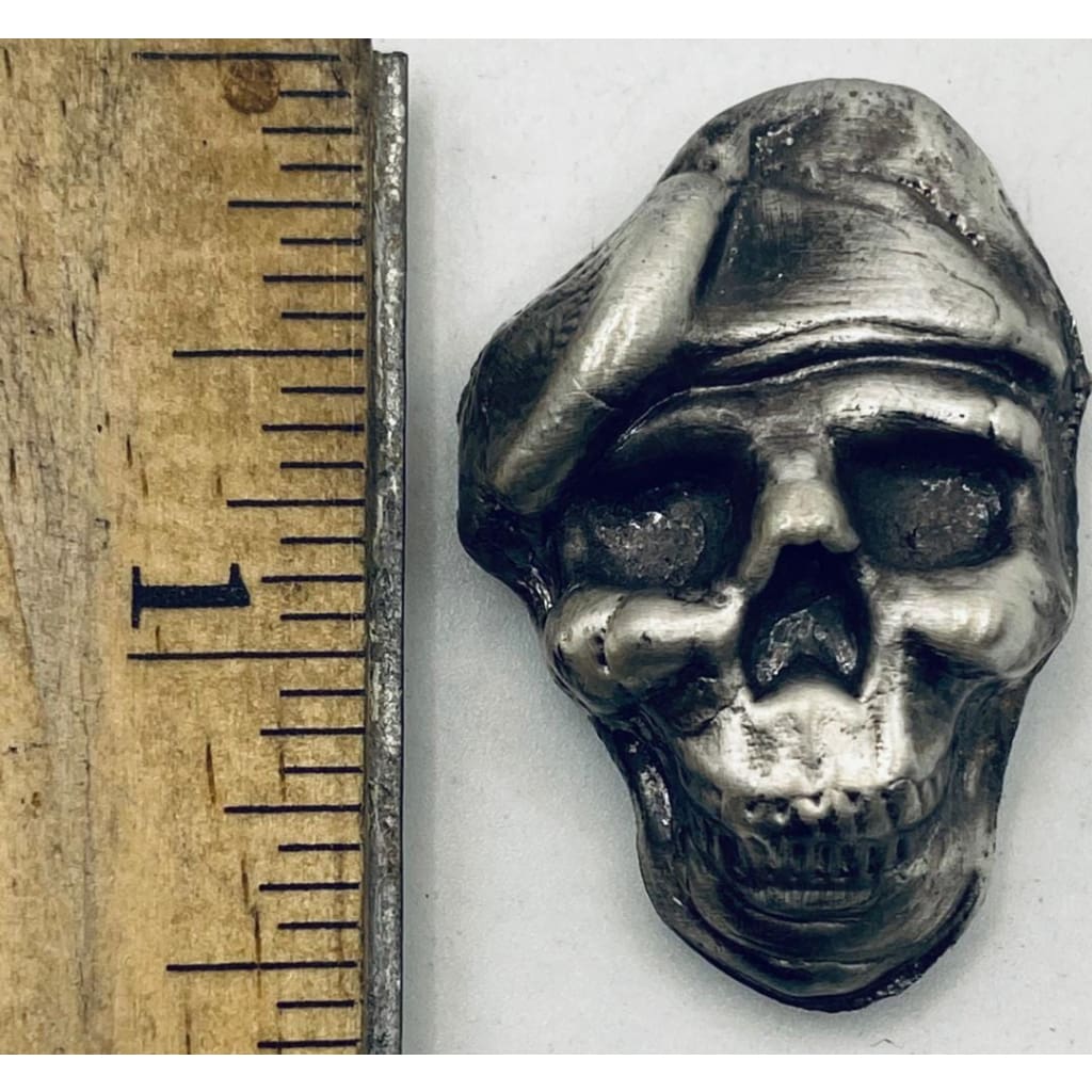 2 Oz MK BarZ Ranger Skully Hand Poured.999 Fine Silver
