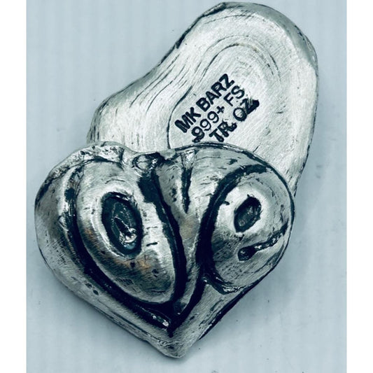 2 Oz MK BarZ Retro Love Heart Hand Poured.999 FS