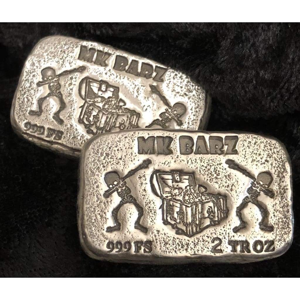 2 Oz MK Barz Skeleton Treasure Dabber’s Bar.999 Fine Silver