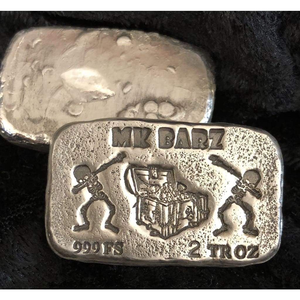 2 Oz MK Barz Skeleton Treasure Dabber’s Bar.999 Fine Silver
