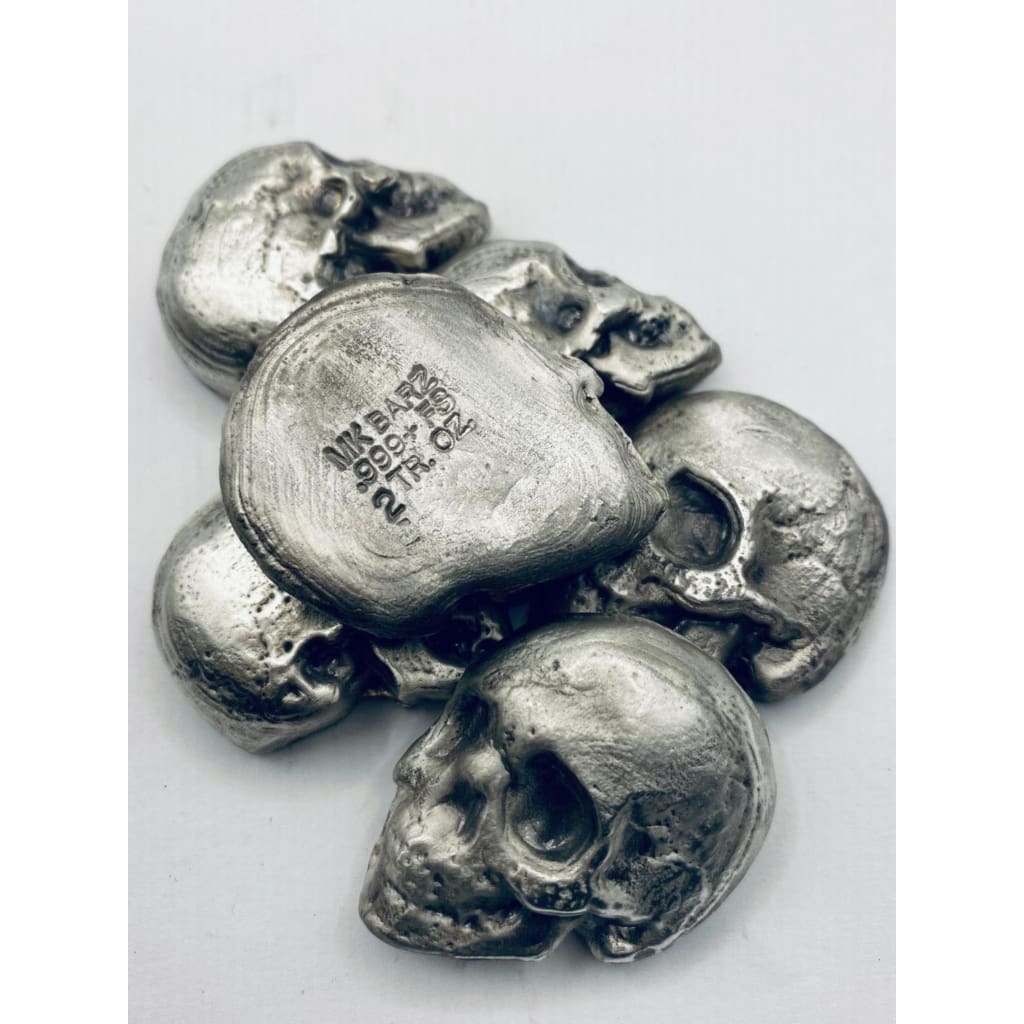 2 Oz MK BarZ Skully Profile Hand Poured.999 Fine Silver