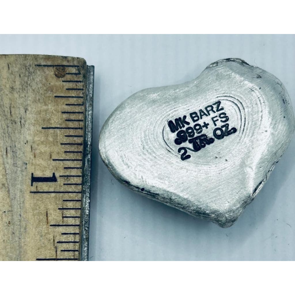 2 Oz MK BarZ Vintage Love Heart Hand Poured.999 FS