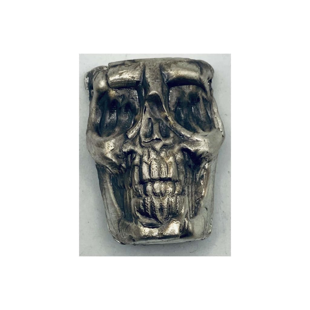 2 Oz MK BarZ Wicked Skull Hand Poured.999 Fine Silver