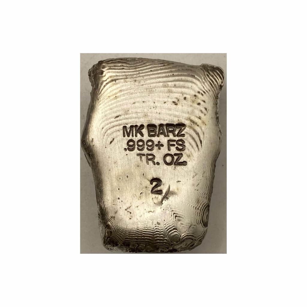 2 Oz MK BarZ Wicked Skull Hand Poured.999 Fine Silver