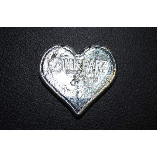 2 Ozt. MK BarZ Classic Classic Heart Stamped.999 Fine Silver