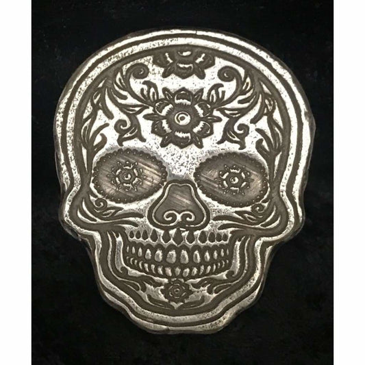 2 Ozt MK BarZ Golden Flower Sugar Skull.999 FS LTD - silver bullion