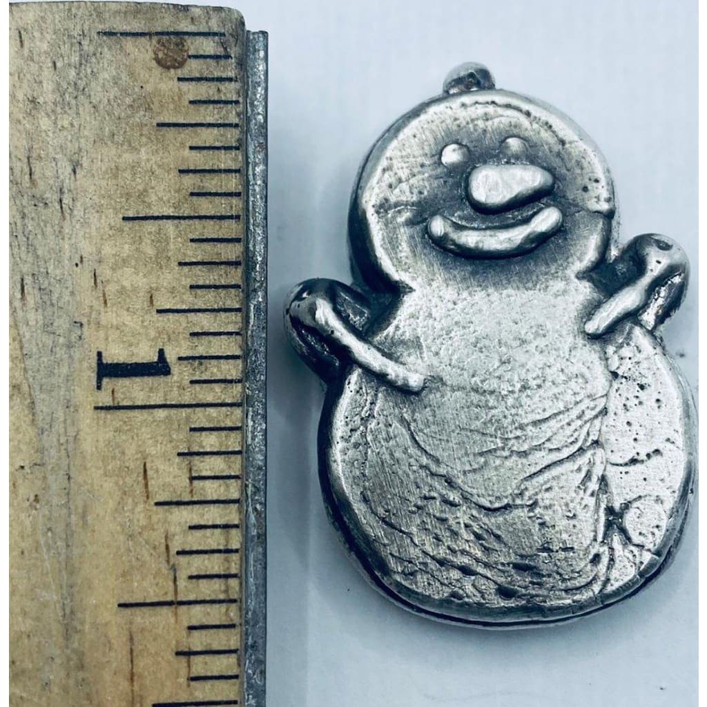 2 Ozt MK BarZ Happy Snowman Bar Stamped.999 Fine Silver