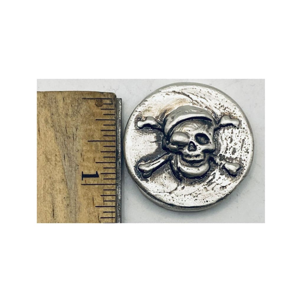2 Ozt MK BarZ Skull & Cross Bones Bullion Round.999 Fine Silver