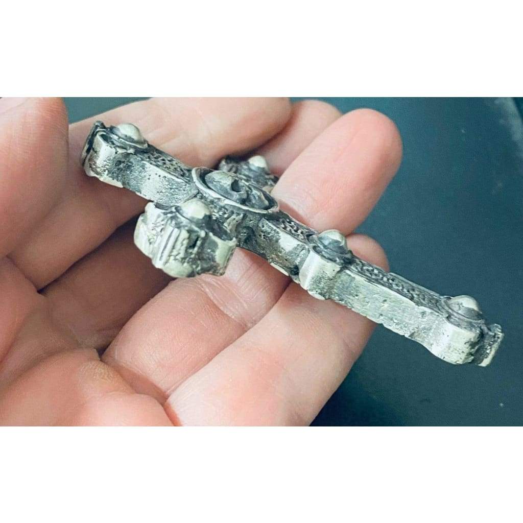 2 Ozt MK BarZ Spiked Skull Cross Sand Cast.999 Fine Silver