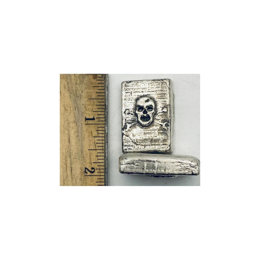 2 Ozt MK BarZ Walled Skull Bar.999 Fine Silver