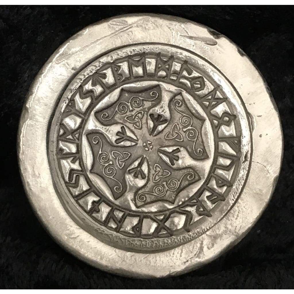 2 Troy Oz.999 Fine Silver MK BarZ Viking Rune Kreis Stamped Round Chunk