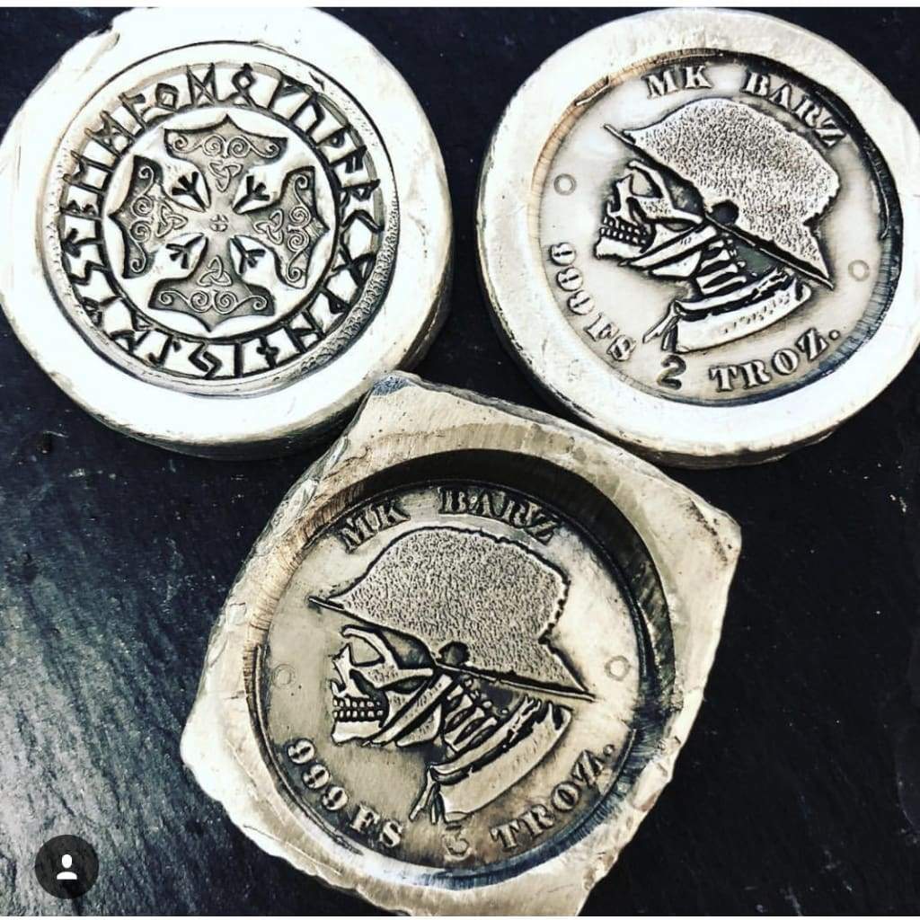 2 Troy Oz.999 Fine Silver MK BarZ Viking Rune Kreis Stamped Round Chunk