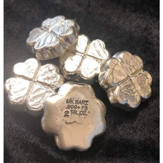 2 Troy Oz MK BarZ 4 Leaf Clover.999 FS Hand Poured