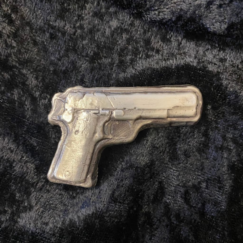 2 Troy Oz MK BarZ 9MM Combat Hand Gun Poured.999 FS