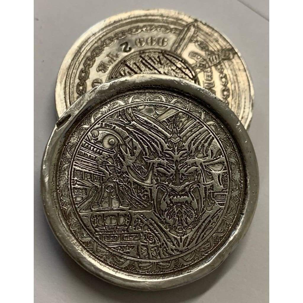 2 Troy Oz MK BarZ Höðr The Viking Warrior Stamped Round.999FS
