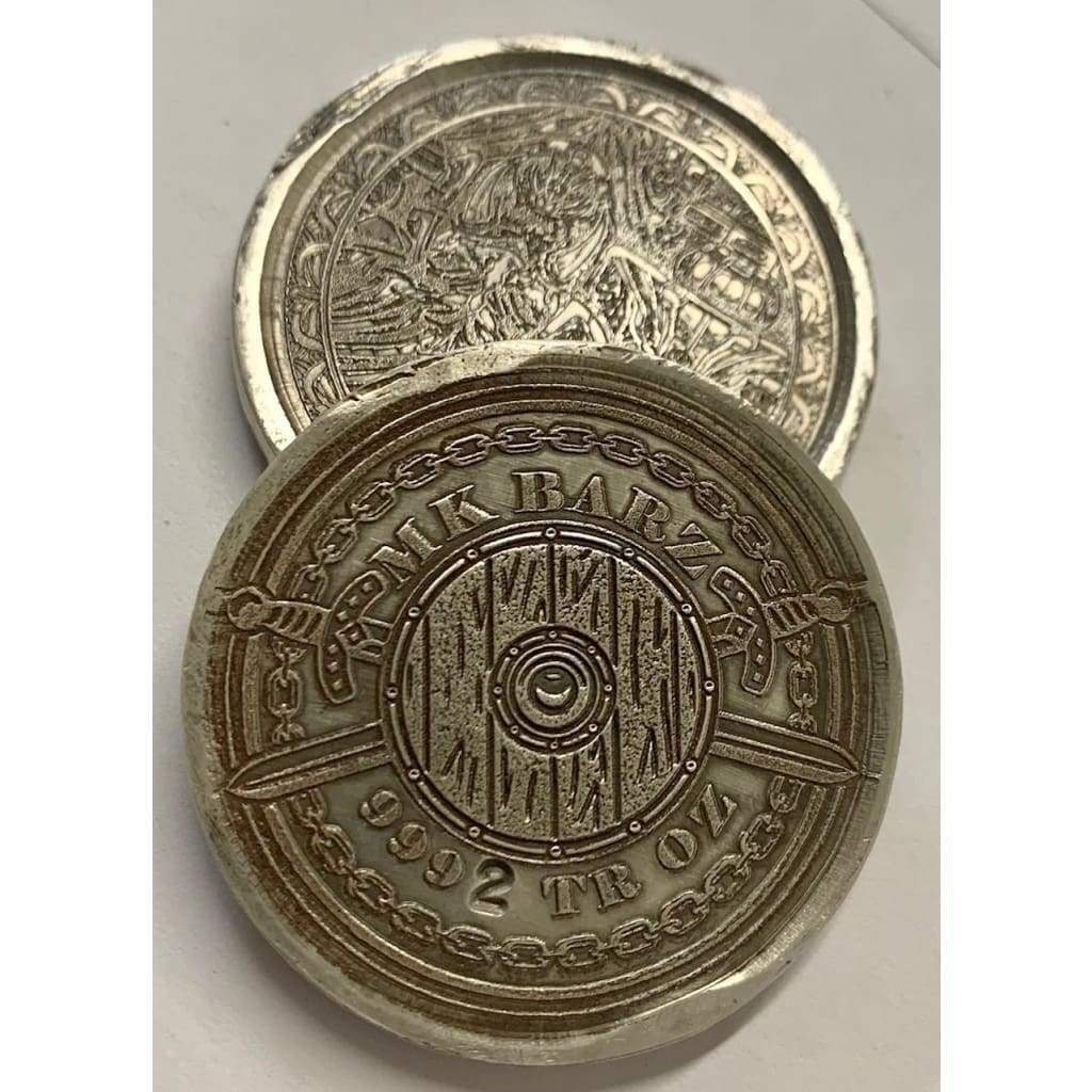 2 Troy Oz MK BarZ Höðr The Viking Warrior Stamped Round.999FS