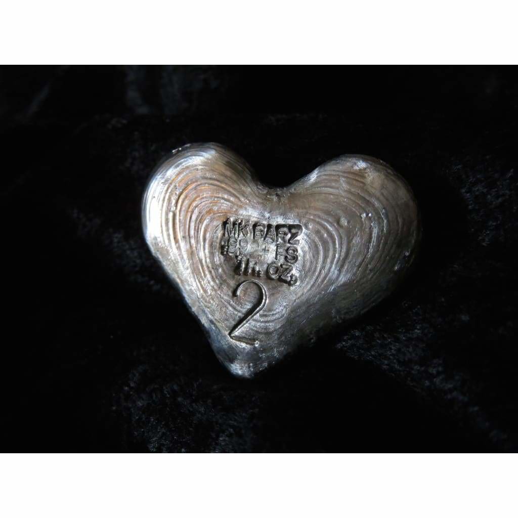 2 Troy Oz. MK BarZ I Love You Heart (No Patina) Hand Poured.999 Fine Silver