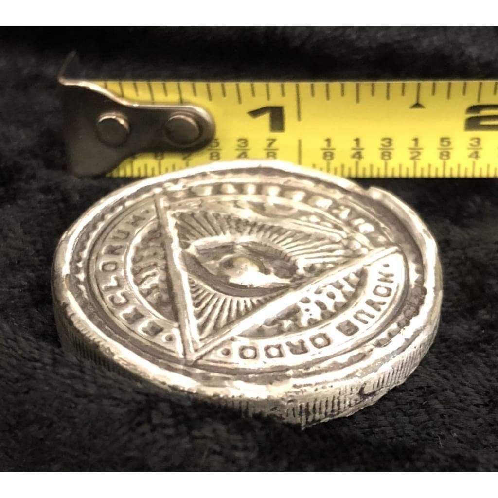 2 Troy Oz MK BarZ Illuminatus Tumbled Patina Hand Poured.999 FS Round