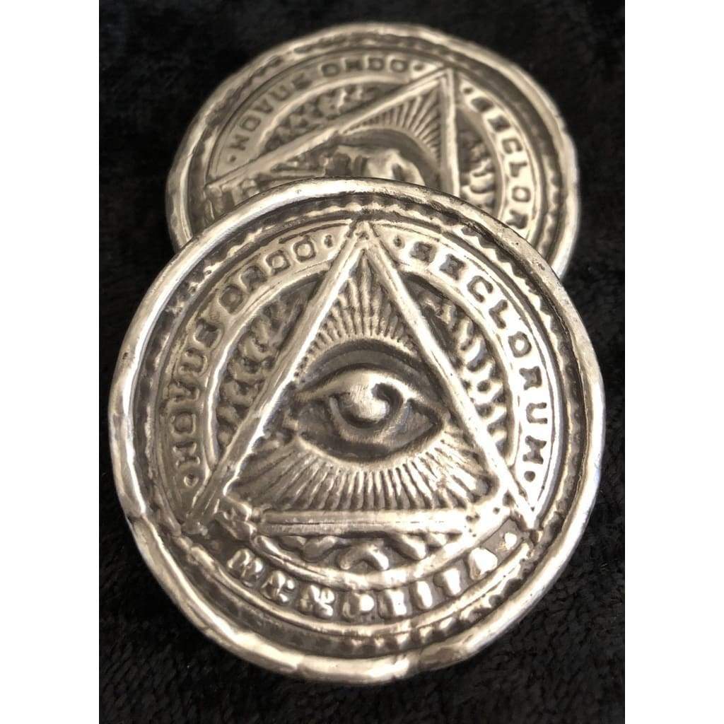 2 Troy Oz MK BarZ Illuminatus Tumbled Patina Hand Poured.999 FS Round