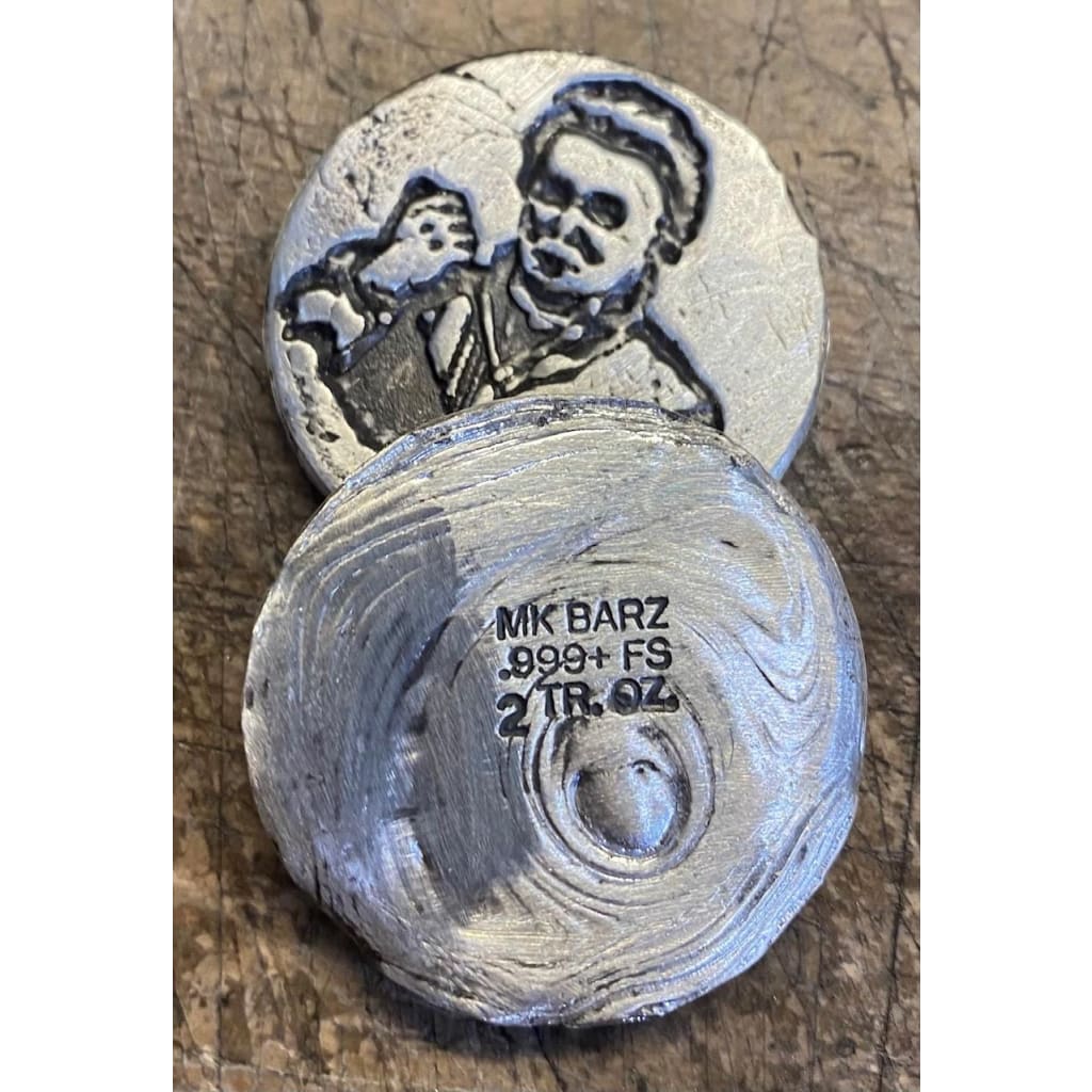 2 Troy Oz MK BarZ Michael Meyers - Horror Token Round.999 FS