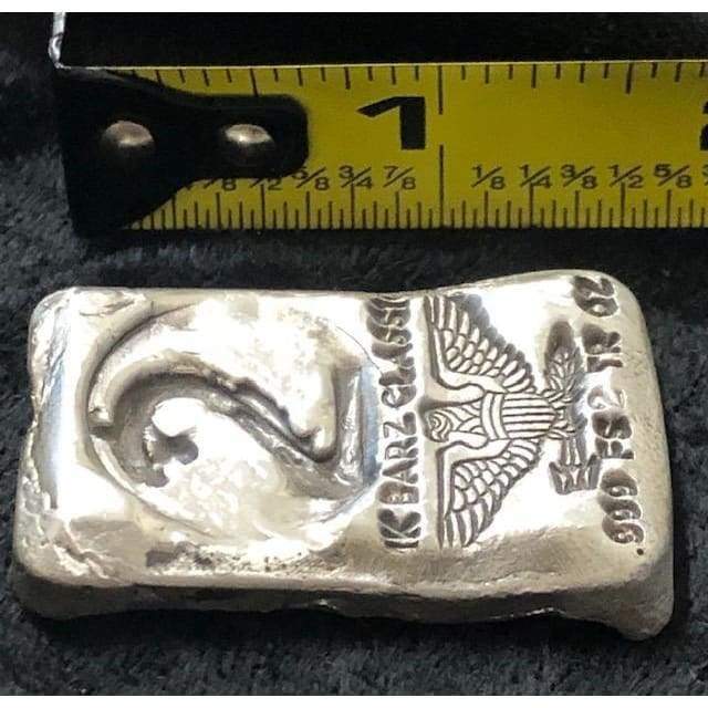 2 Troy Oz. MK BarZ Modern Eagle Classic Wafer Stamped.999 FS