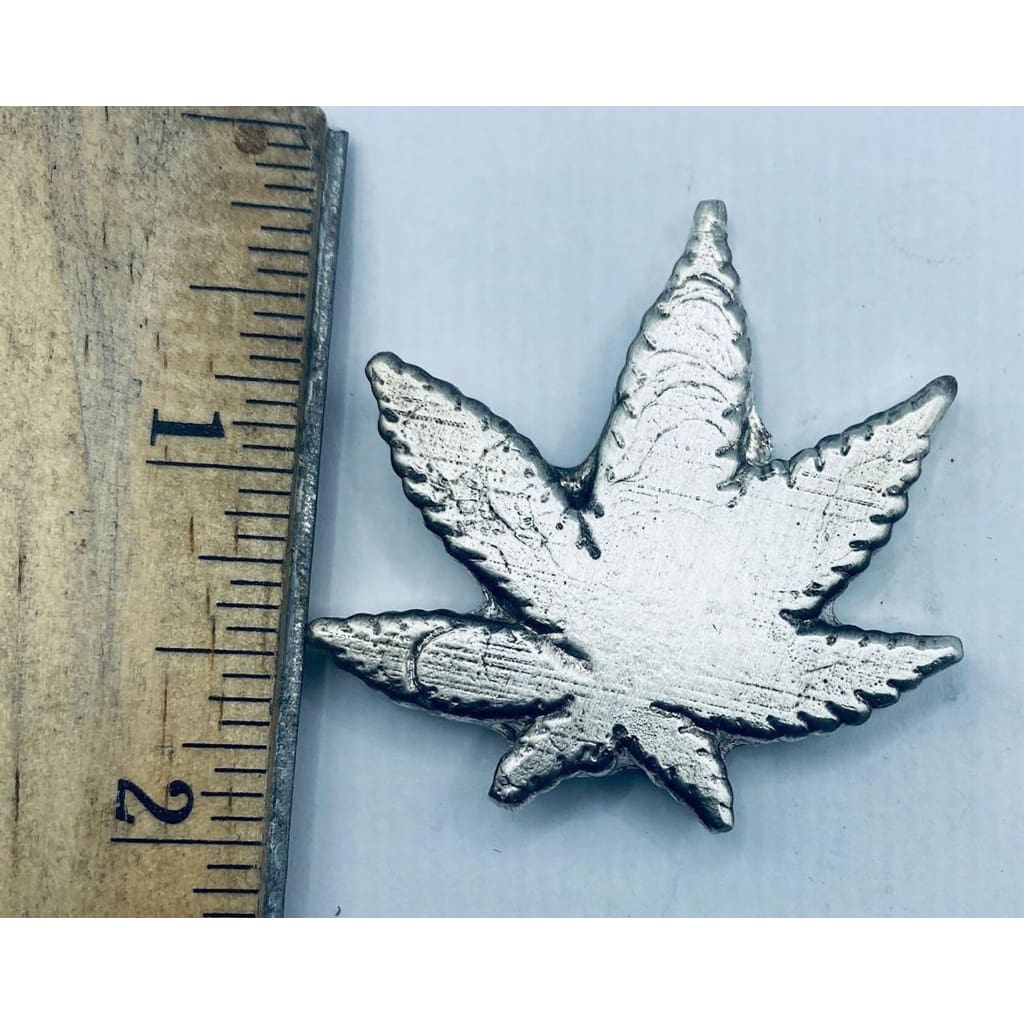 2 Troy Oz. MK BarZ Peace Hemp Leaf.999 Fine Silver