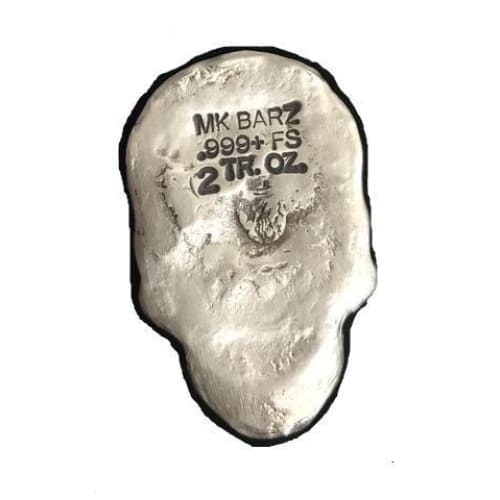 2 Troy Oz. MK BarZ Stars & Stripes Skull Stamped Hand Poured.999 FS
