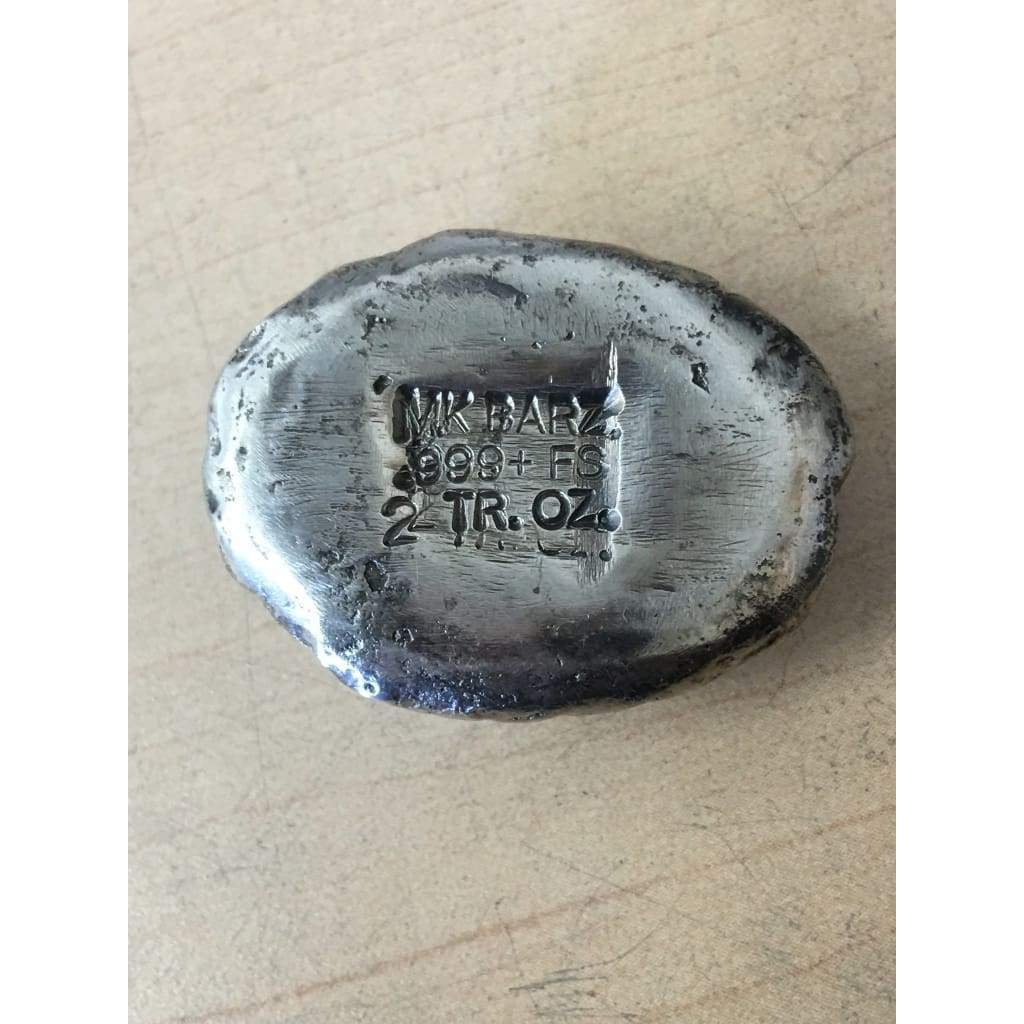 2 Troy Oz MK BarZ The Brain Hand Poured.999 FS