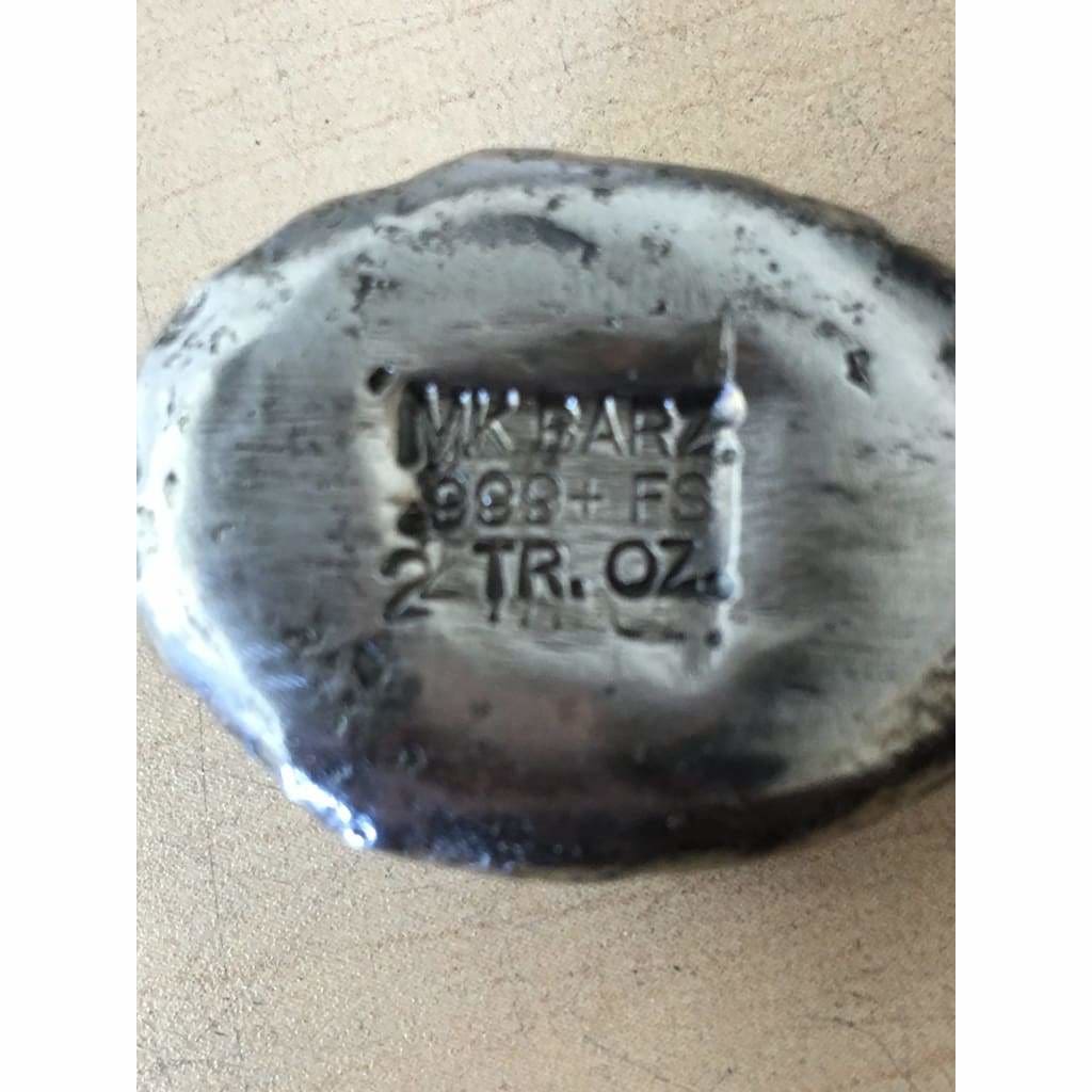2 Troy Oz MK BarZ The Brain Hand Poured.999 FS