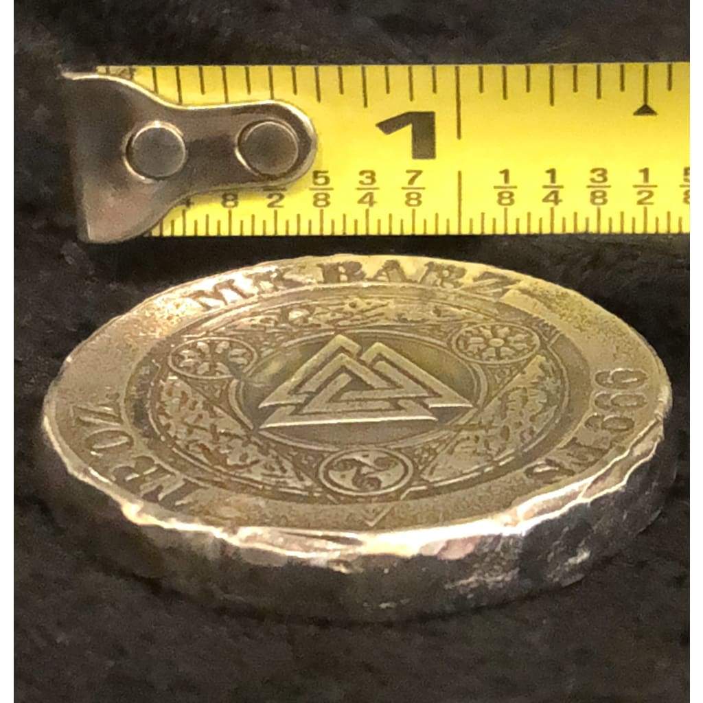 2 Troy Oz MK BarZ "Valhalla's Triangle" Stamped Round .999 FS - MK BARZ AND BULLION