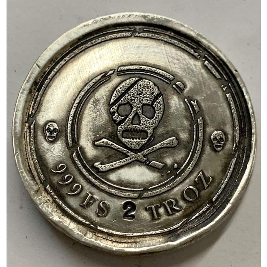 2 Troy Oz MK BarZ "Walk the Plank" Booty Stamped Round .999FS - MK BARZ AND BULLION