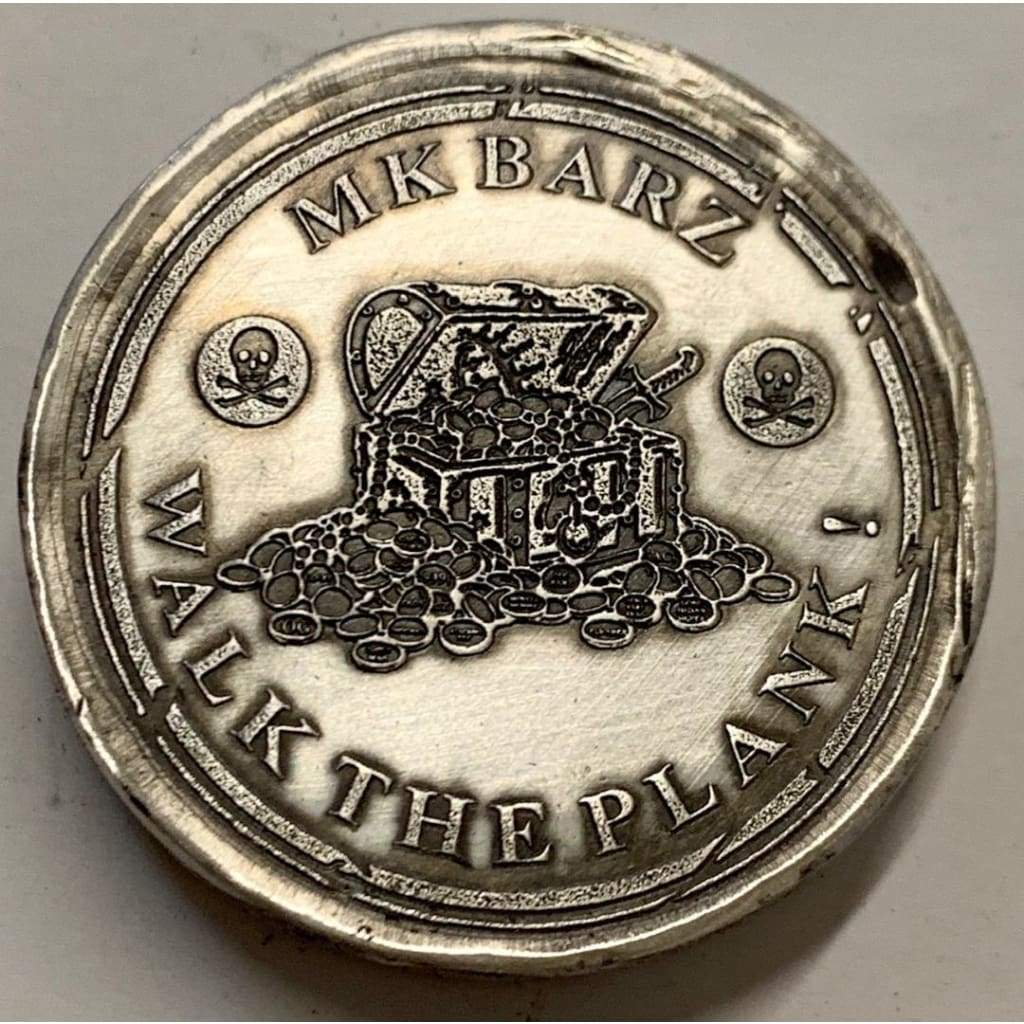 2 Troy Oz MK BarZ "Walk the Plank" Booty Stamped Round .999FS - MK BARZ AND BULLION