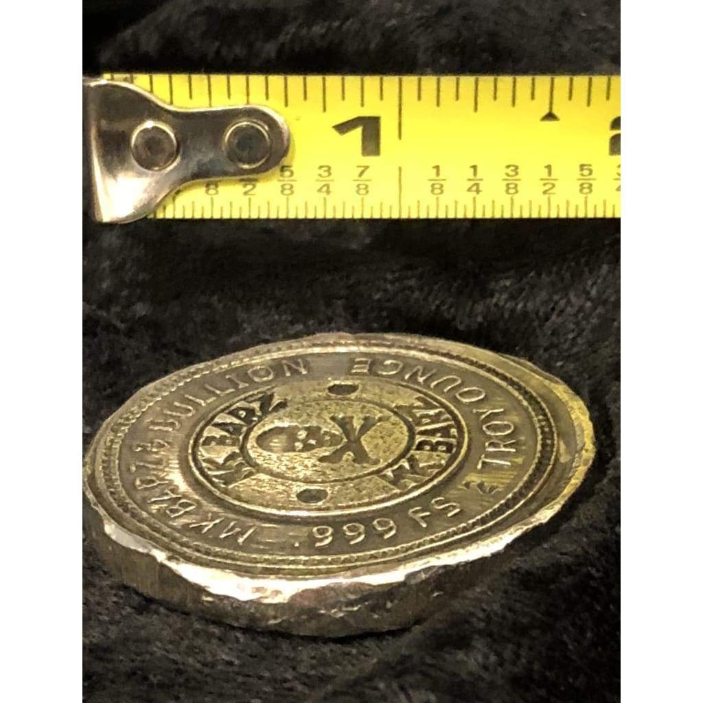 2 Troy Oz MK BarZ Zombies Graveyard Logo Double Stamped Round.999 FS