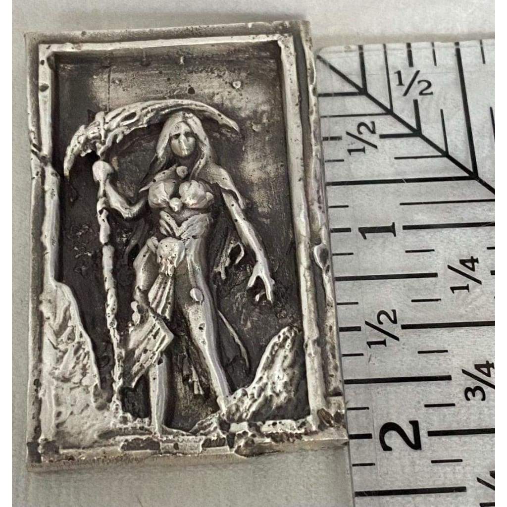 @3.35 Oz MK BarZ Grim Reaper Fantasy2D Framed Sand Cast Picture by Paul Abrams.999 FS