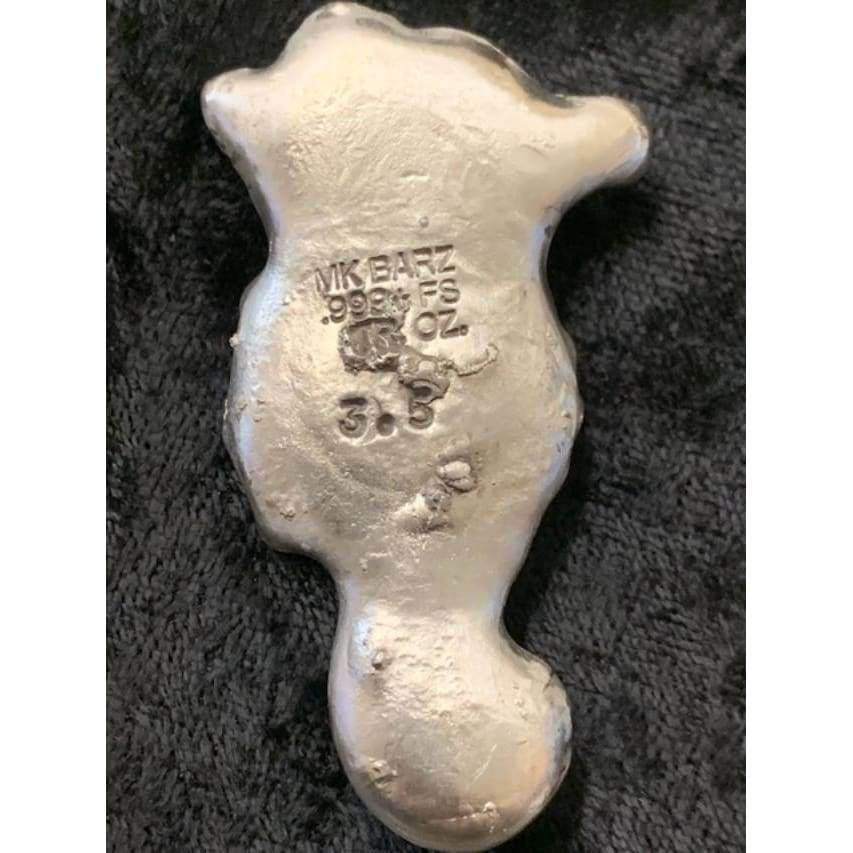 3.5 Oz MK Barz Sea Horse Bar.999 Fine Silver