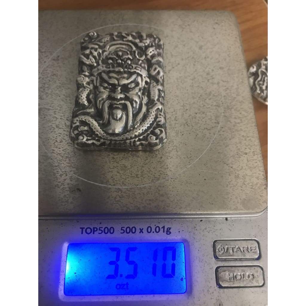 3.5 Oz MK BarZ Stamped Emperor Serpent Warrior 3D Image Bar.999 FS