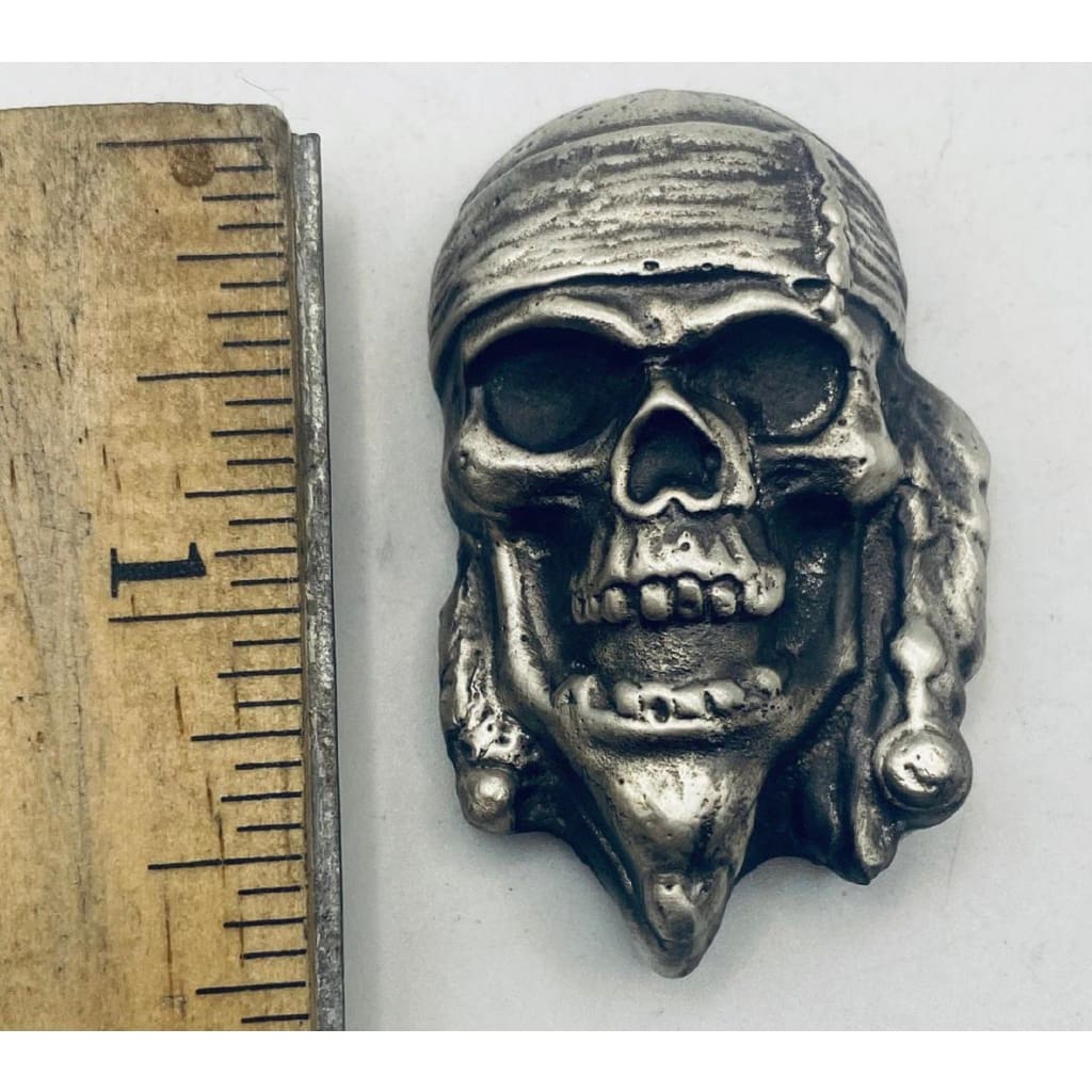 3.5 Ozt MK BarZ Black Jack Skull Bar.999 fine silver